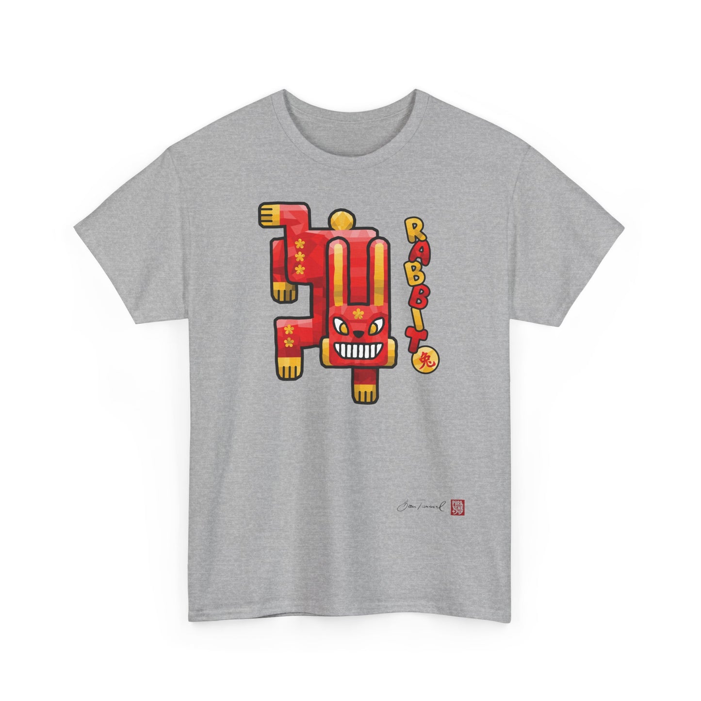 Der Hase. Chinesisches Tierkreiszeichen Hase. Polygonales Kunstdesign. Glücksbringer & Symbol der Sanftmut. Unisex T-Shirt. Bram Tanamal