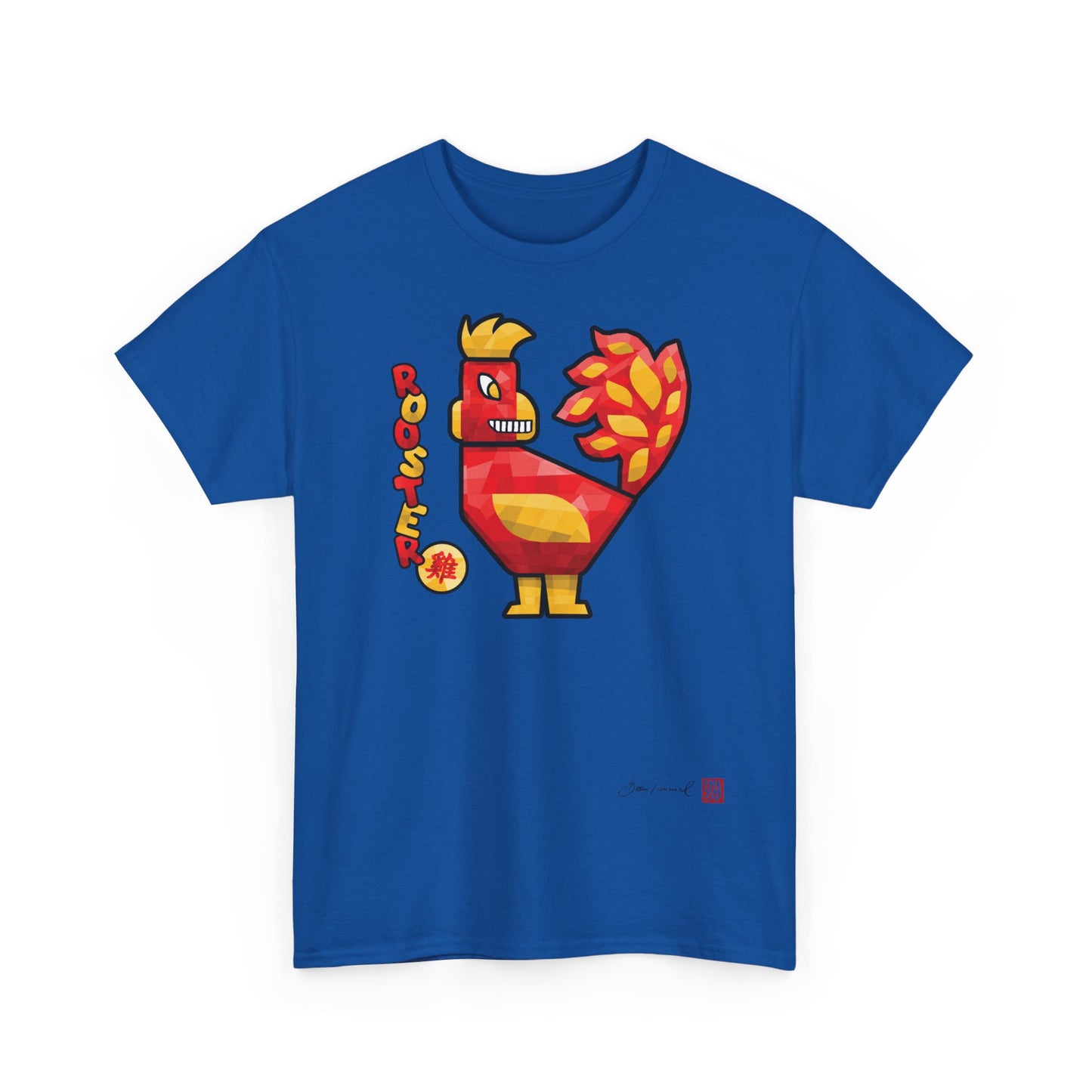 Der Hahn. Chinesisches Sternzeichen Hahn. Geometrisches Kunstdesign. Symbol für Selbstbewusstsein und Glück. Unisex T-Shirt. Bram Tanamal