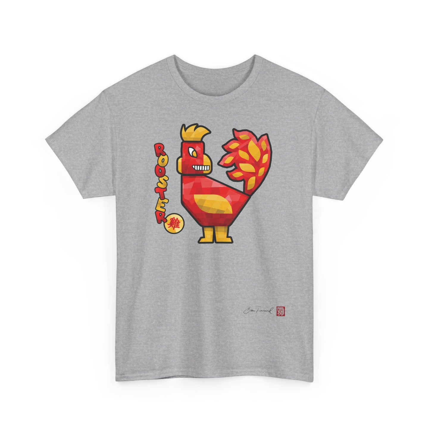 Der Hahn. Chinesisches Sternzeichen Hahn. Geometrisches Kunstdesign. Symbol für Selbstbewusstsein und Glück. Unisex T-Shirt. Bram Tanamal