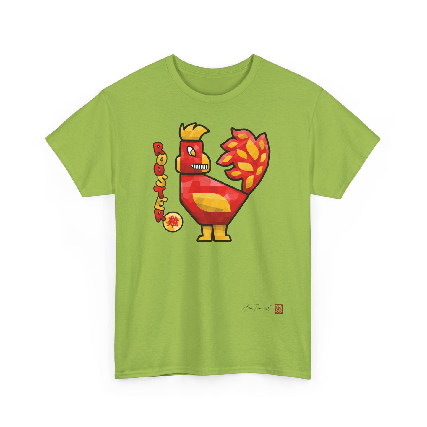 Der Hahn. Chinesisches Sternzeichen Hahn. Geometrisches Kunstdesign. Symbol für Selbstbewusstsein und Glück. Unisex T-Shirt. Bram Tanamal