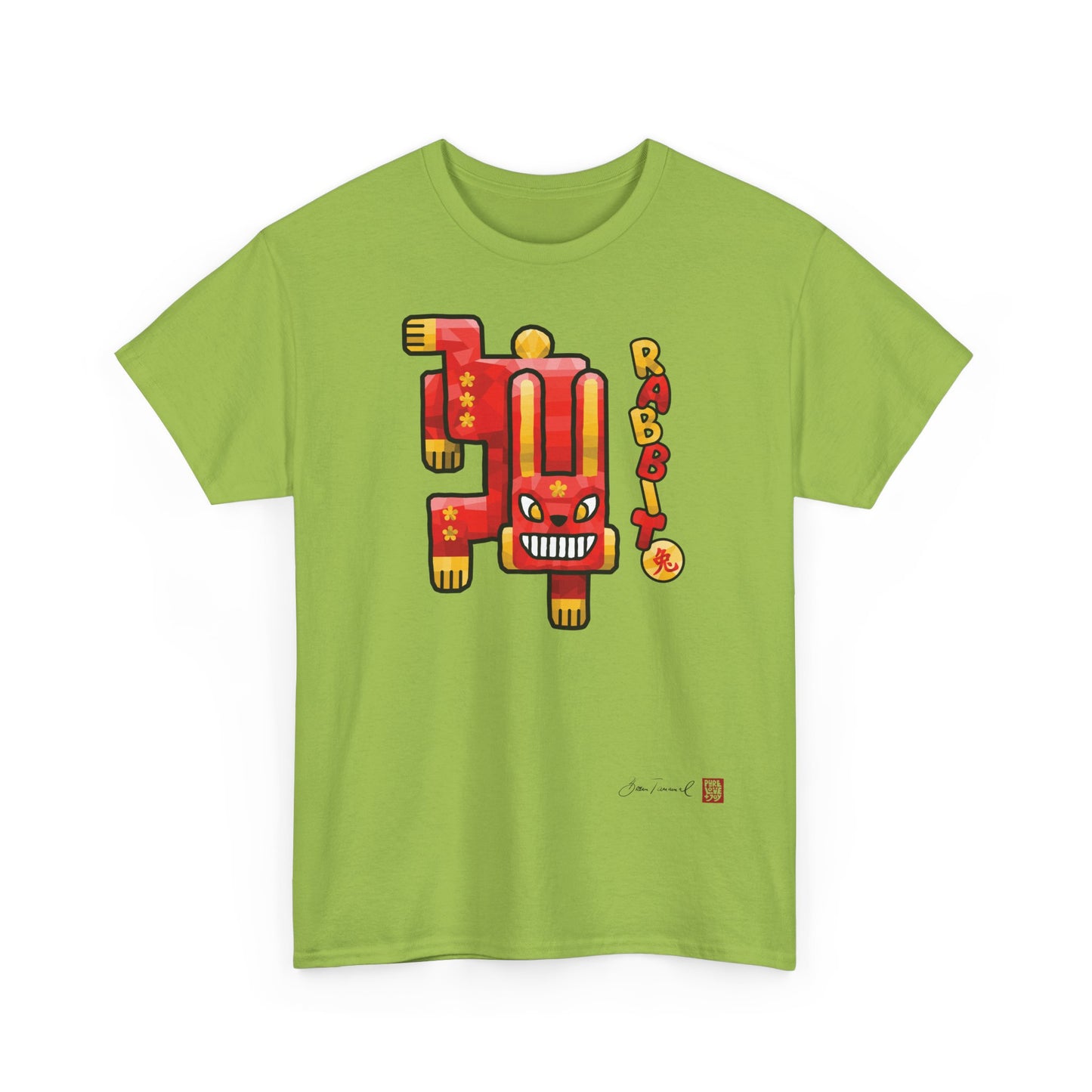 Der Hase. Chinesisches Tierkreiszeichen Hase. Polygonales Kunstdesign. Glücksbringer & Symbol der Sanftmut. Unisex T-Shirt. Bram Tanamal