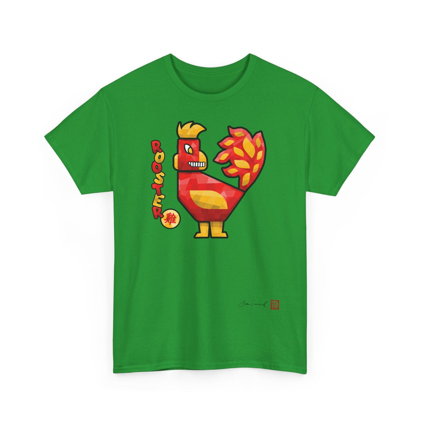 Der Hahn. Chinesisches Sternzeichen Hahn. Geometrisches Kunstdesign. Symbol für Selbstbewusstsein und Glück. Unisex T-Shirt. Bram Tanamal