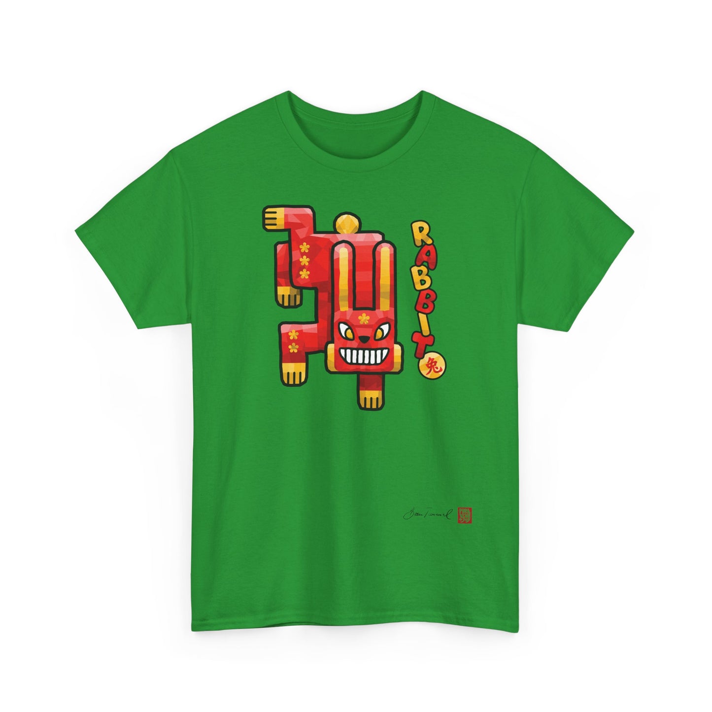 Der Hase. Chinesisches Tierkreiszeichen Hase. Polygonales Kunstdesign. Glücksbringer & Symbol der Sanftmut. Unisex T-Shirt. Bram Tanamal