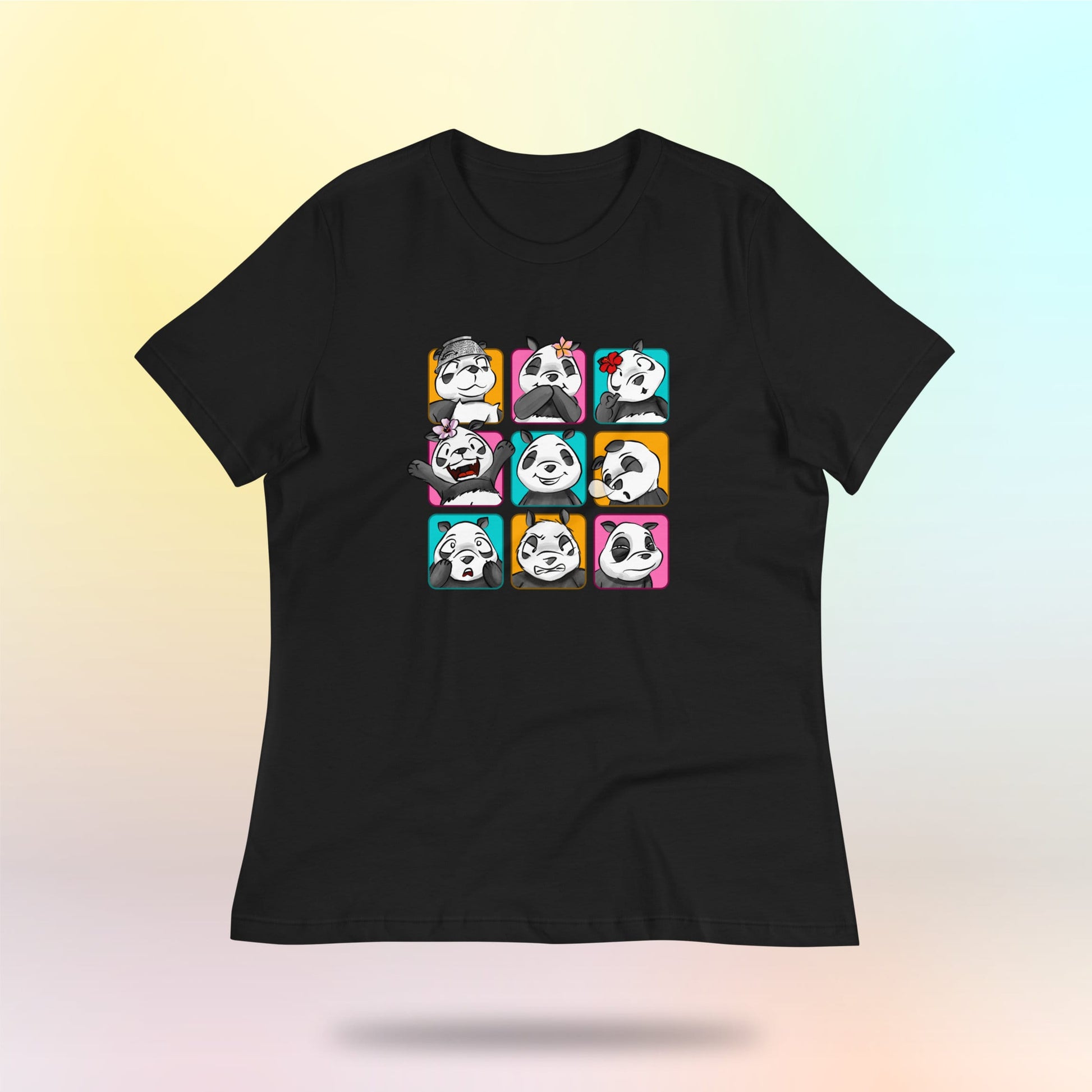 Panda Vibes 3x3. Panda face on women's loose t-shirt