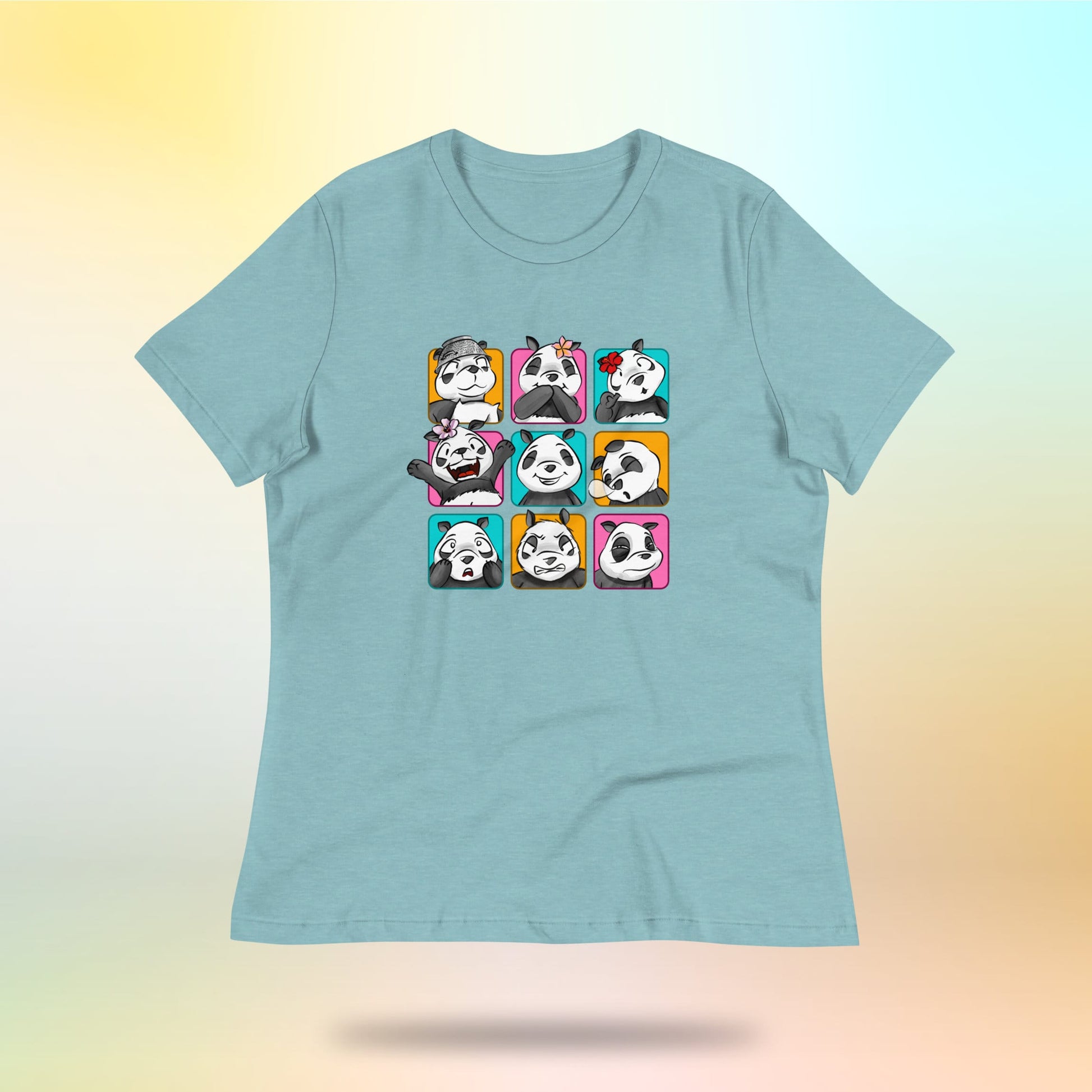 Panda Vibes 3x3. Panda face on women's loose t-shirt