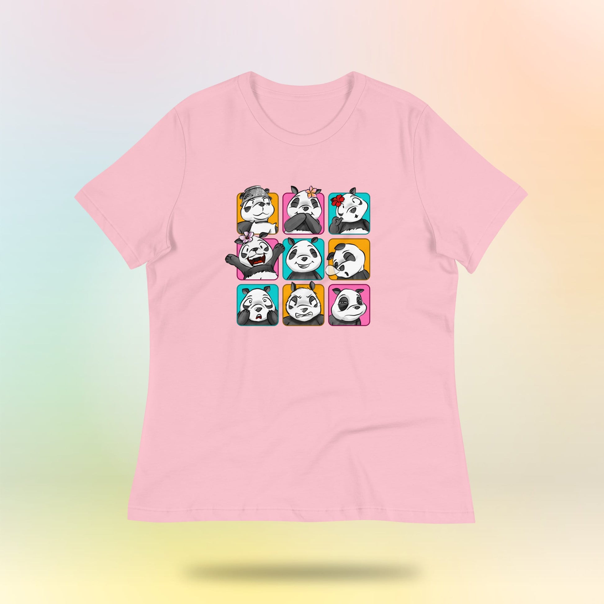 Panda Vibes 3x3. Panda face on women's loose t-shirt