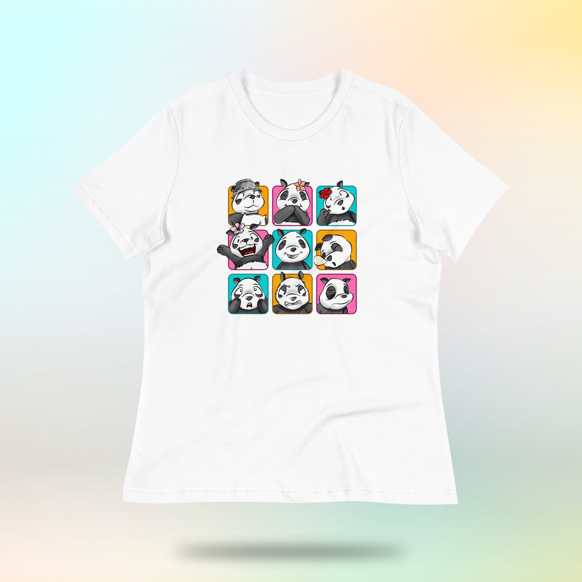 Panda Vibes 3x3. Panda face on women's loose t-shirt