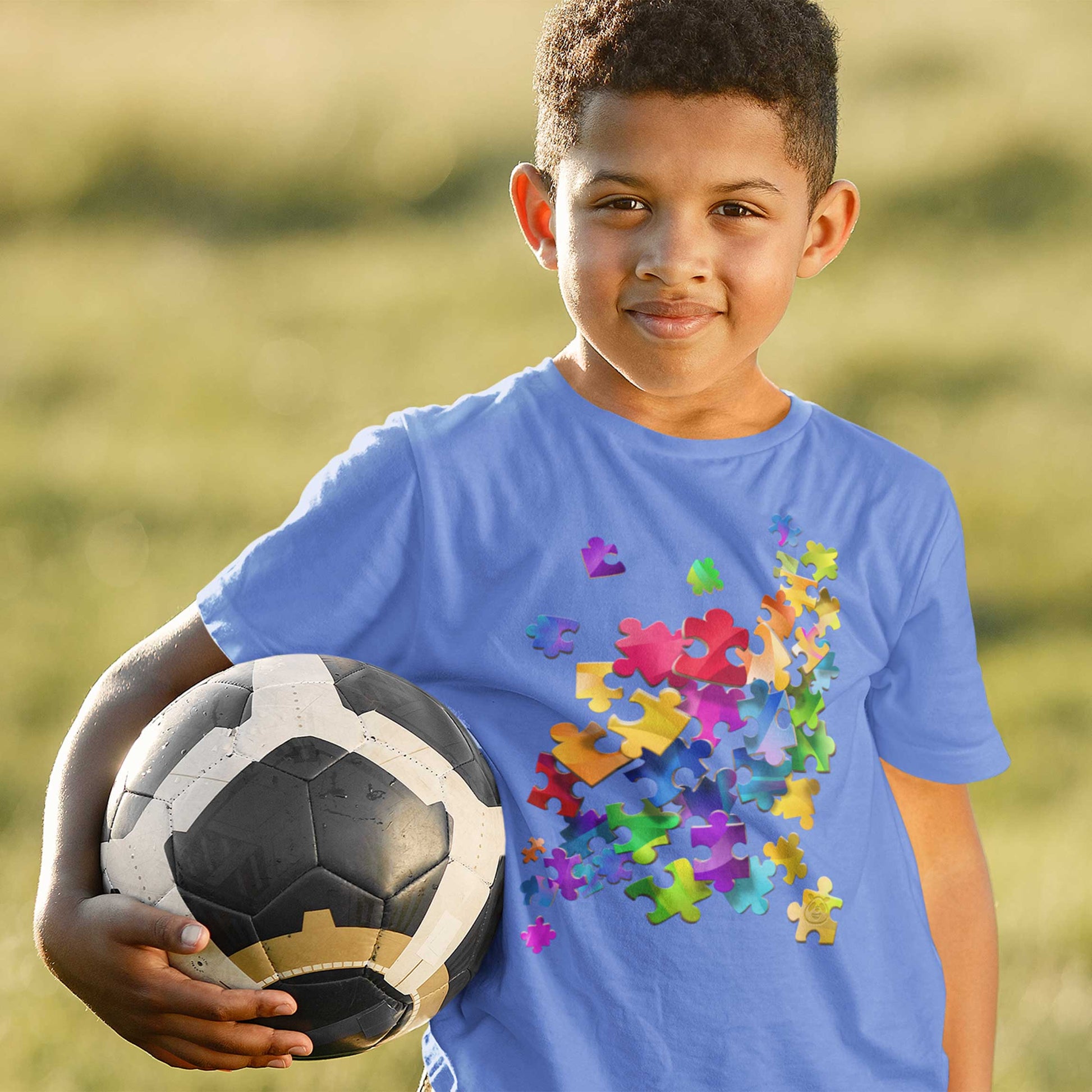 Colorful Unity Tee. Puzzle pieces. Toddler T-shirt. 2-5 years. Bright