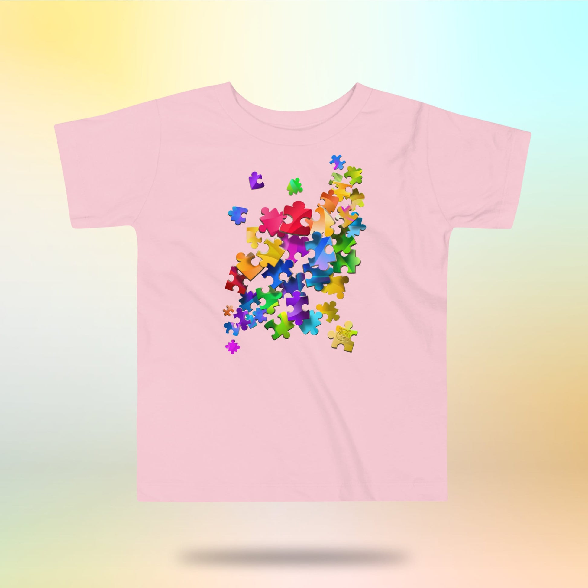 Colorful Unity Tee. Puzzle pieces. Toddler T-shirt. 2-5 years. Bright