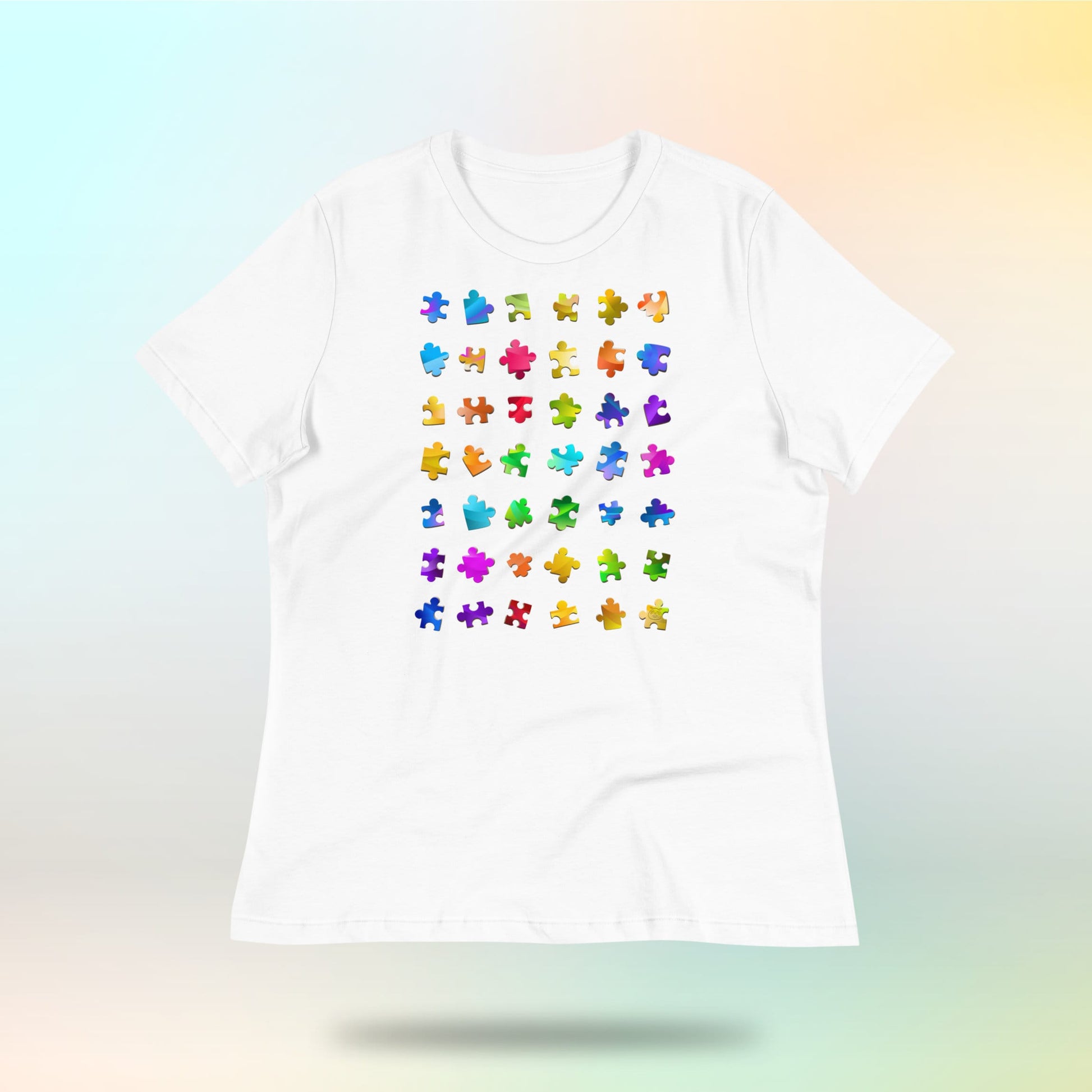 Unity Puzzle. Puzzle Matrix. Loose-fitting women's T-shirt. White