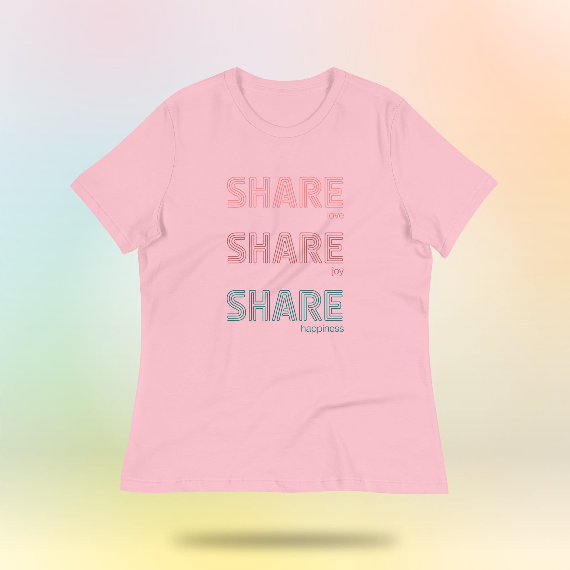 Share love, share joy, share happiness. Women's loose t-shirt. Bright