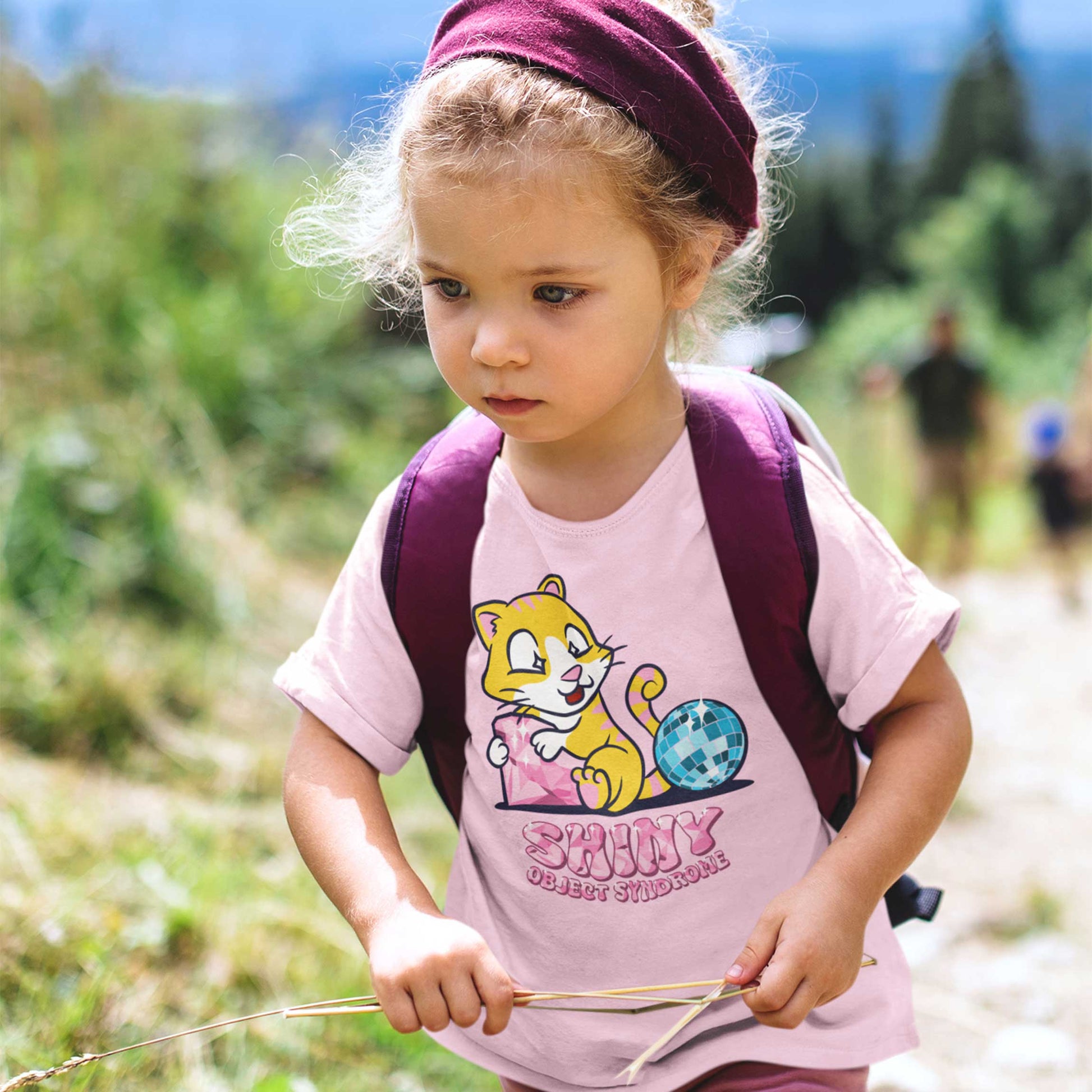 Shiny Object Syndrome. Cute cat with diamond and disco ball. Toddler T-shirt. 2-5 years.