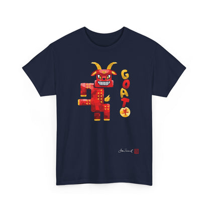 The Goat. Chinese zodiac sign. Modern design. Symbol of creativity and harmony. Esoteric T-shirt. Unisex shirt. Bram Tanamal