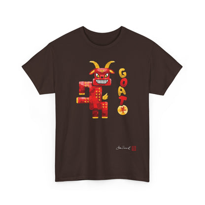 The Goat. Chinese zodiac sign. Modern design. Symbol of creativity and harmony. Esoteric T-shirt. Unisex shirt. Bram Tanamal