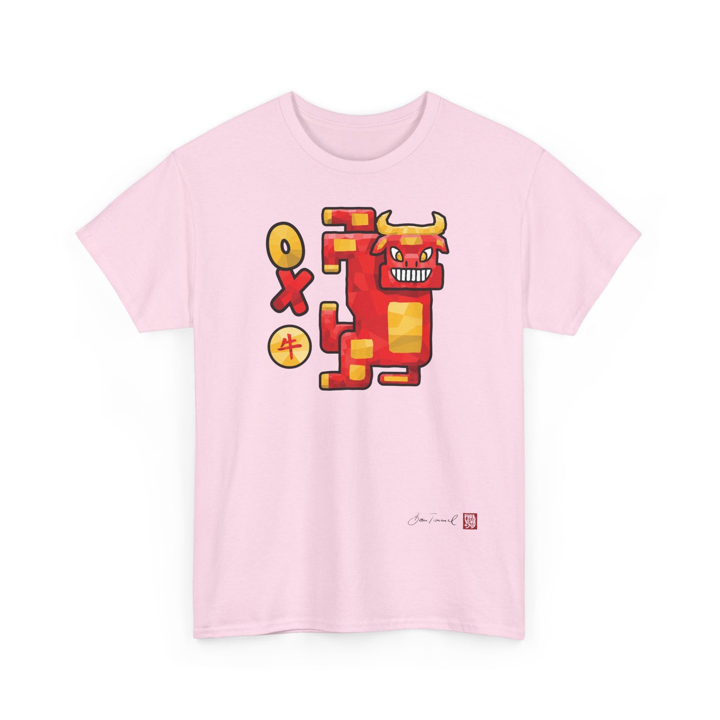 The Ox. Chinese zodiac sign. Abstract low-poly design. Symbol of strength and endurance. Unisex T-shirt. Bram Tanamal