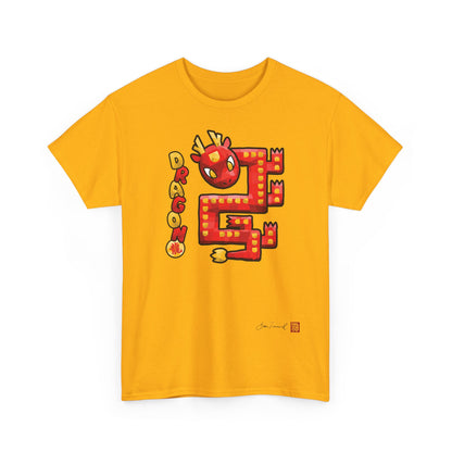 The Dragon. Chinese zodiac sign. Geometric mosaic design. Lucky charm gift. Feng Shui style. Unisex T-shirt. Bram Tanamal