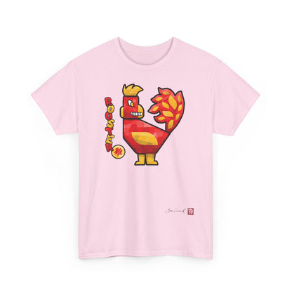 The Rooster. Chinese zodiac sign Rooster. Geometric art design. Symbol of self-confidence and good luck. Unisex T-shirt. Bram Tanamal