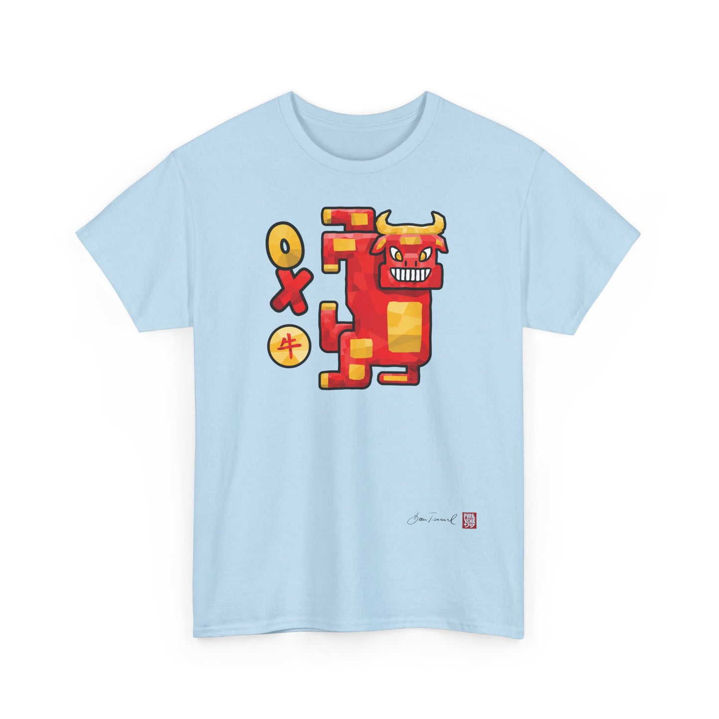The Ox. Chinese zodiac sign. Abstract low-poly design. Symbol of strength and endurance. Unisex T-shirt. Bram Tanamal