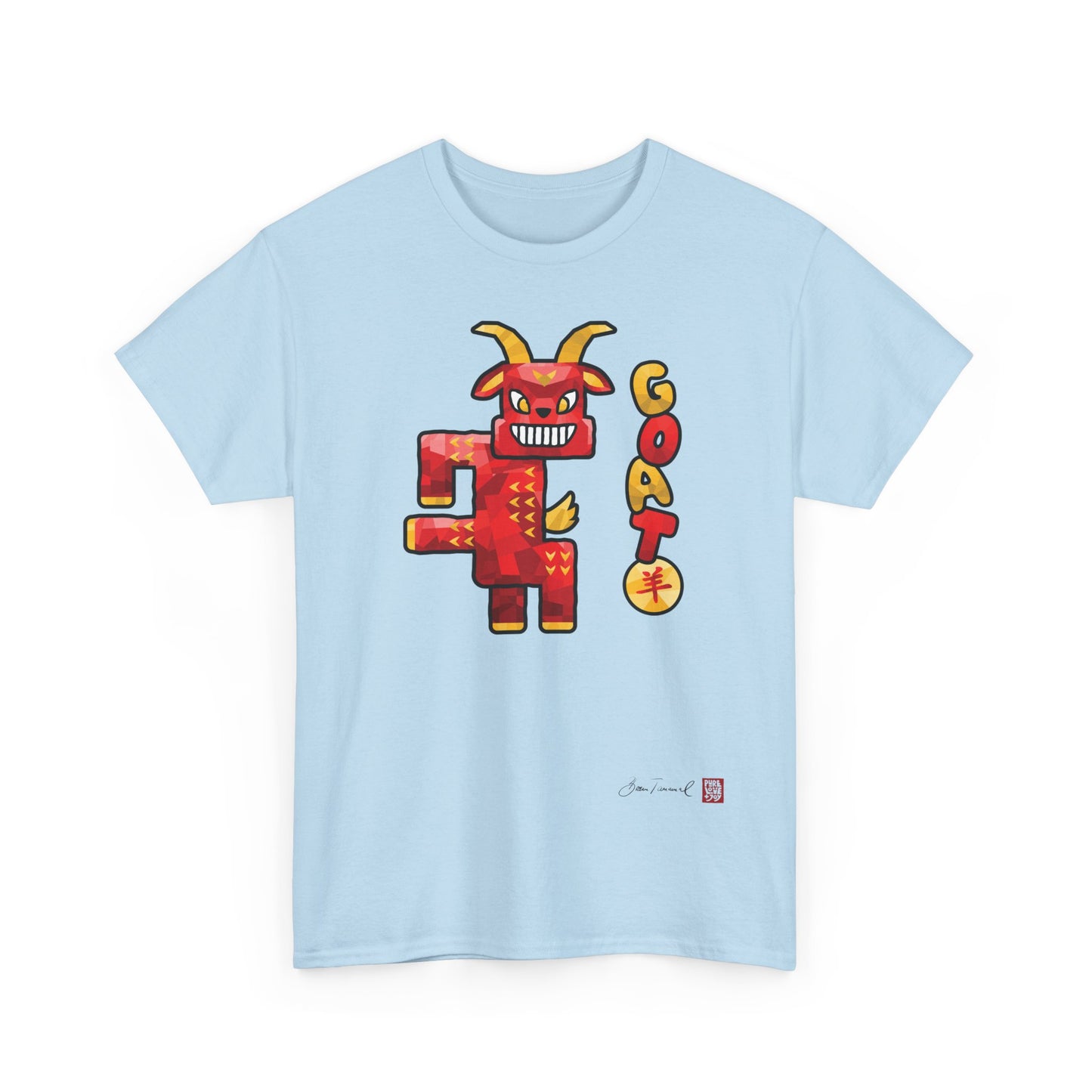 The Goat. Chinese zodiac sign. Modern design. Symbol of creativity and harmony. Esoteric T-shirt. Unisex shirt. Bram Tanamal