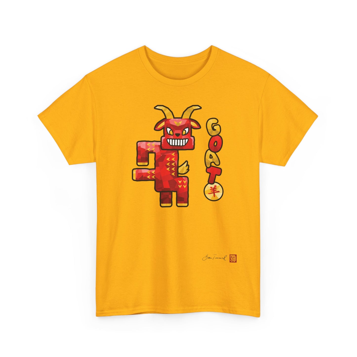 The Goat. Chinese zodiac sign. Modern design. Symbol of creativity and harmony. Esoteric T-shirt. Unisex shirt. Bram Tanamal