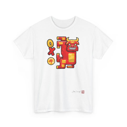 The Ox. Chinese zodiac sign. Abstract low-poly design. Symbol of strength and endurance. Unisex T-shirt. Bram Tanamal