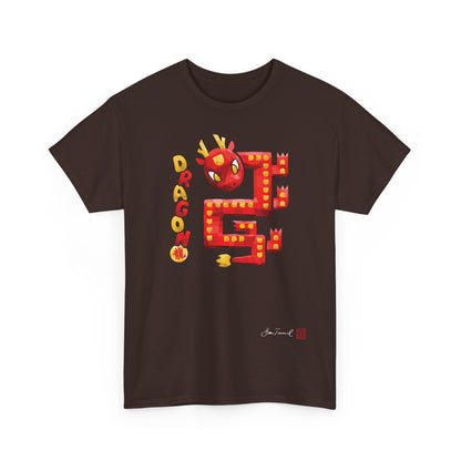 The Dragon. Chinese zodiac sign. Geometric mosaic design. Lucky charm gift. Feng Shui style. Unisex T-shirt. Bram Tanamal