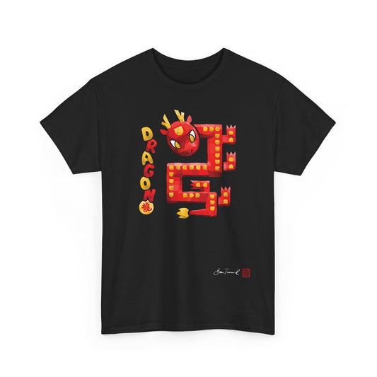 The Dragon. Chinese zodiac sign. Geometric mosaic design. Lucky charm gift. Feng Shui style. Unisex T-shirt. Bram Tanamal