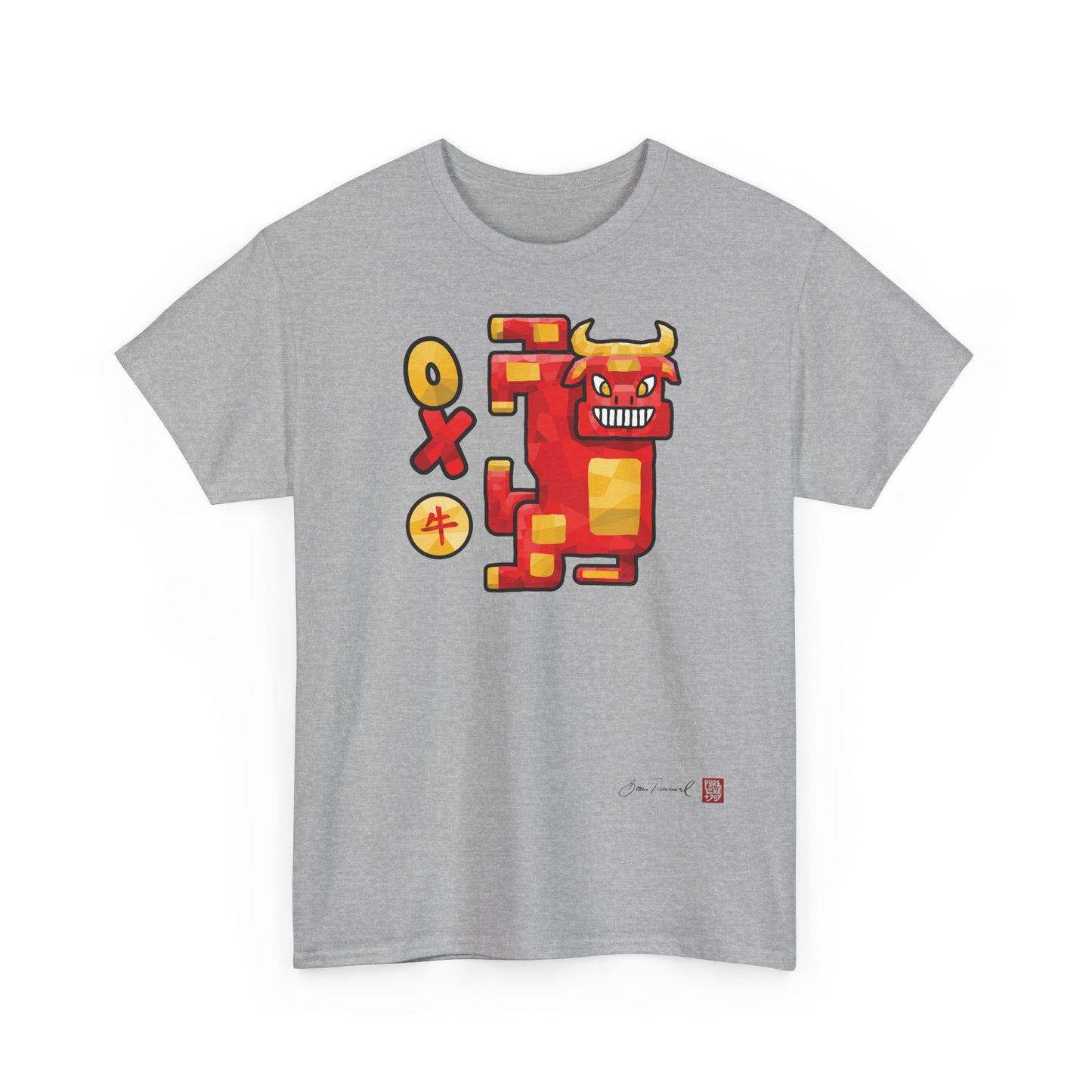 The Ox. Chinese zodiac sign. Abstract low-poly design. Symbol of strength and endurance. Unisex T-shirt. Bram Tanamal