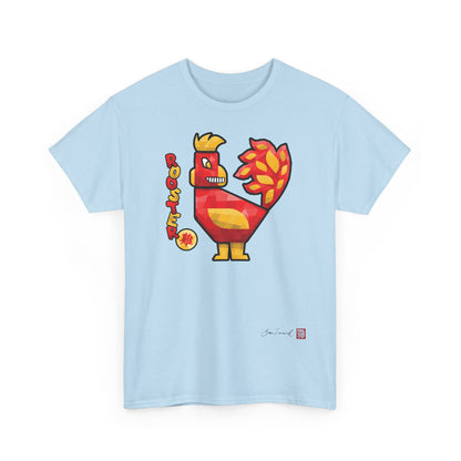 The Rooster. Chinese zodiac sign Rooster. Geometric art design. Symbol of self-confidence and good luck. Unisex T-shirt. Bram Tanamal