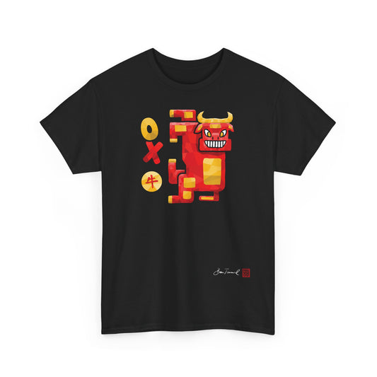 The Ox. Chinese zodiac sign. Abstract low-poly design. Symbol of strength and endurance. Unisex T-shirt. Bram Tanamal