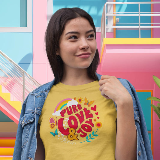 Pure Love and Joy (classic). Gute Laune satt! Unisex T-Shirt. SE