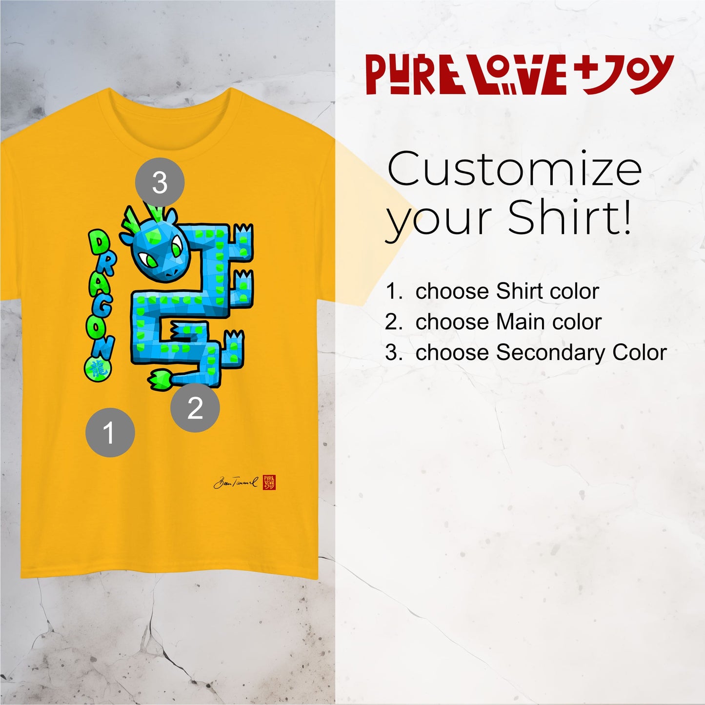 The Dragon. Chinese zodiac sign. Geometric mosaic design. Lucky charm gift. Feng Shui style. Unisex T-shirt. Bram Tanamal
