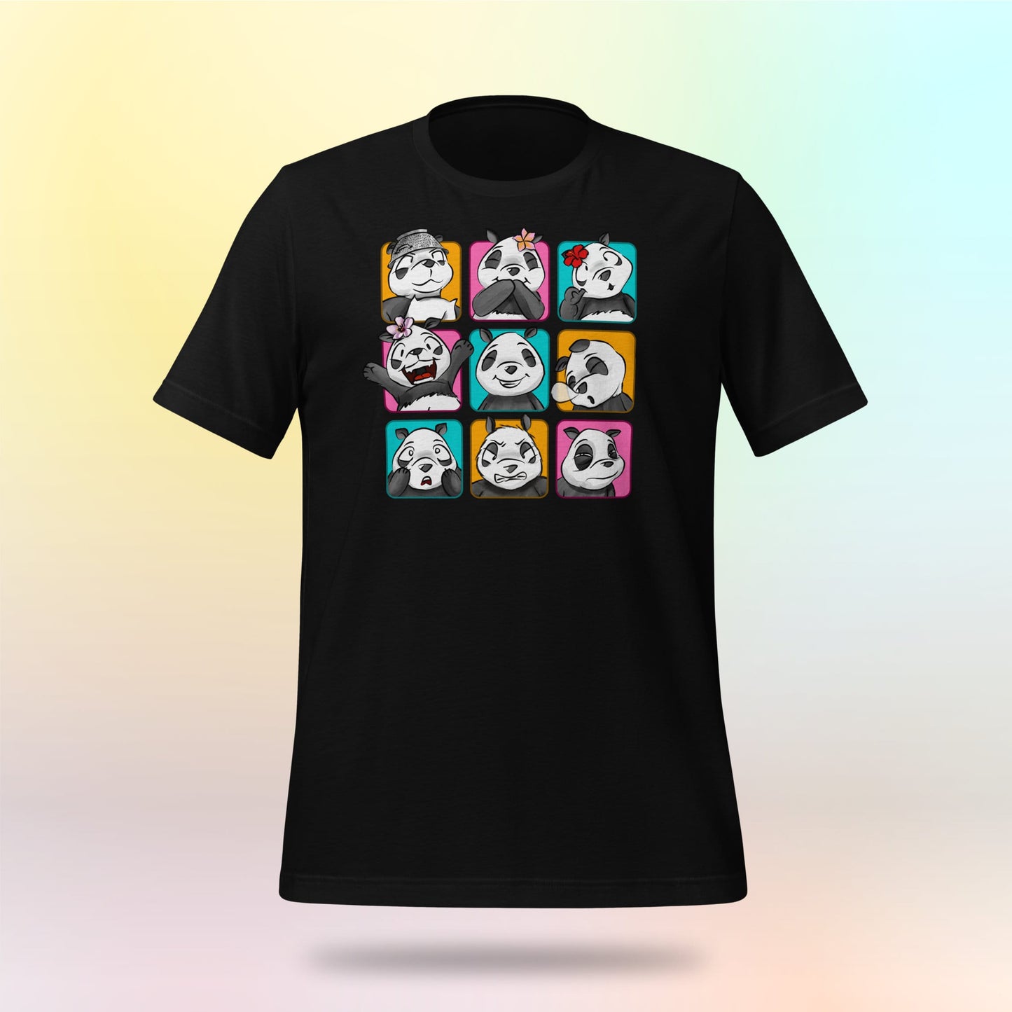 Panda Vibes 3x3. Panda Gesicht auf Unisex T-Shirt