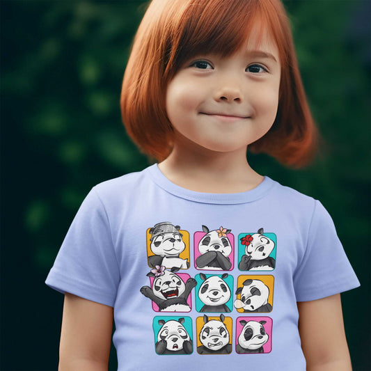 Panda Vibes 3x3. Panda Gesicht auf Kleinkinder T-Shirt. 2-5 Jahre