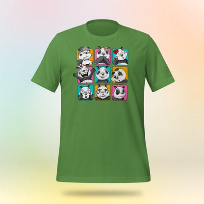 Panda Vibes 3x3. Panda Gesicht auf Unisex T-Shirt