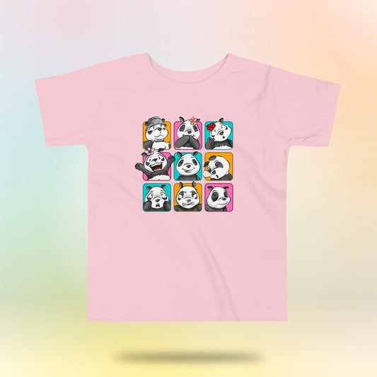 Panda Vibes 3x3. Panda Gesicht auf Kleinkinder T-Shirt. 2-5 Jahre