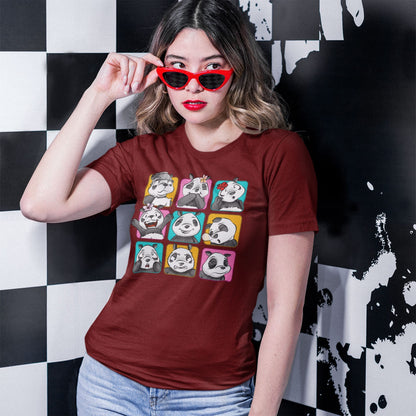 Panda Vibes 3x3. Panda Gesicht auf Unisex T-Shirt