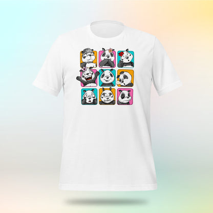 Panda Vibes 3x3. Panda Gesicht auf Unisex T-Shirt