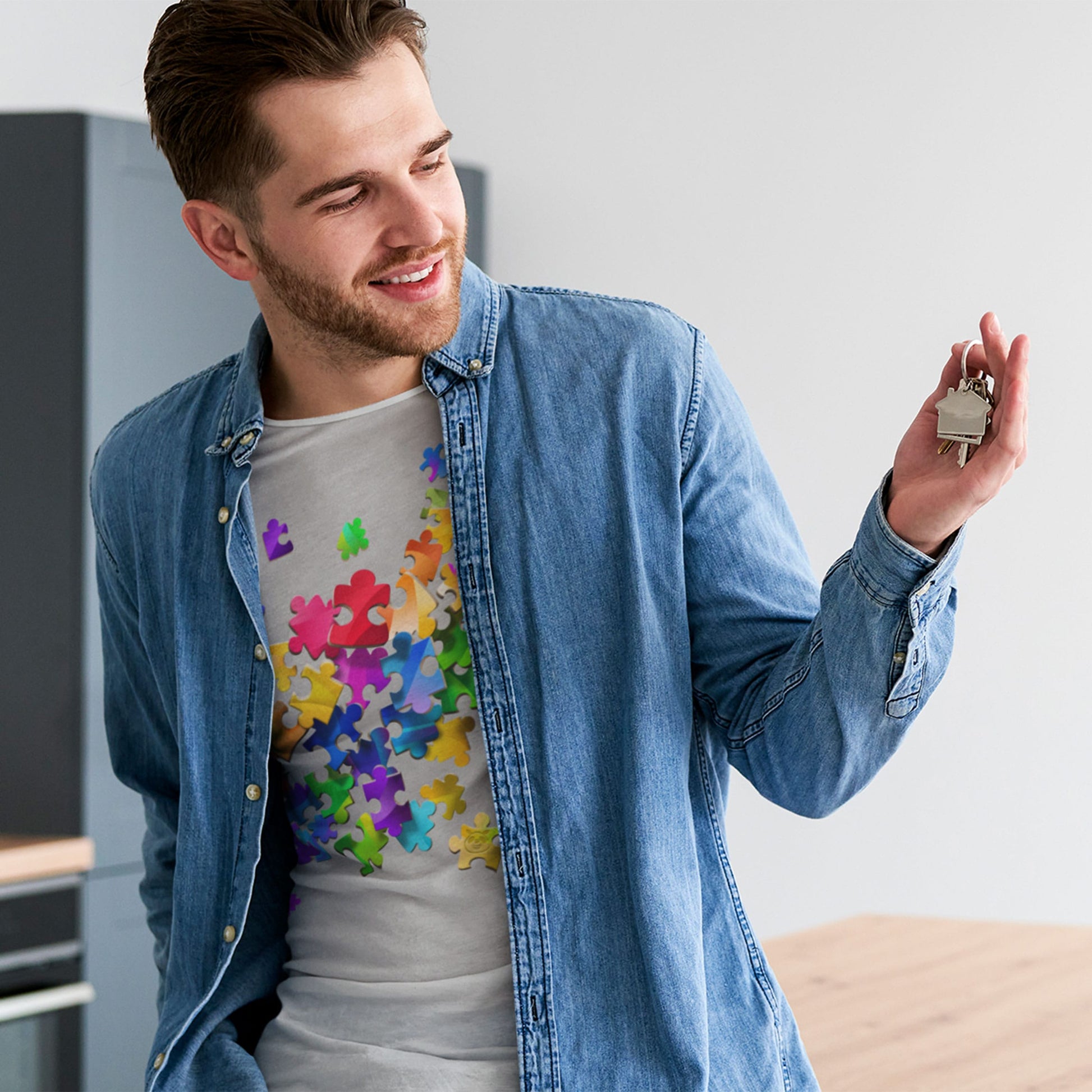 Colorful Unity Tee. Puzzle pieces. Unisex T-shirt. Bright