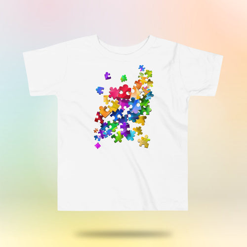 Colorful Unity Tee. Puzzle pieces. Toddler T-shirt. 2-5 years. Bright