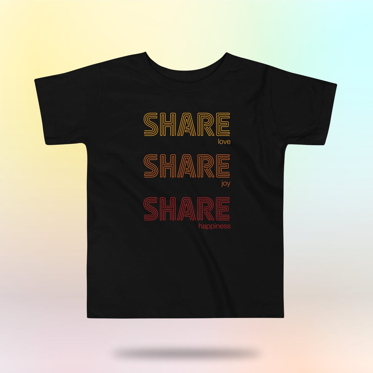 Share love, share joy, share happiness. Toddler T-shirt. 2-5 years. Dark