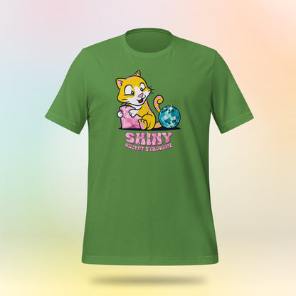 Shiny Object Syndrome. Cute cat with diamond and disco ball. Unisex T-shirt